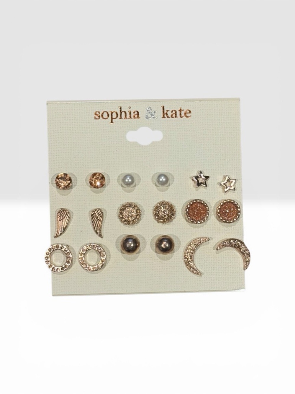 Sophia & Kate Rose Gold Pearl Earring Set 9 Pairs